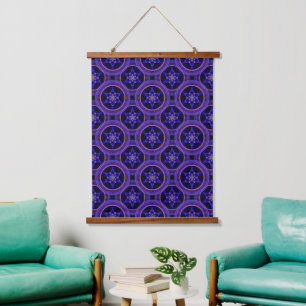Blumige moderne Boho elegante abstrakte Muster #50 Wandteppich Mit Holzrahmen