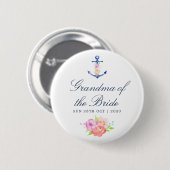 Blumige-nautische-Hochzeit-Oma-der-Braut Button (Vorne & Hinten)