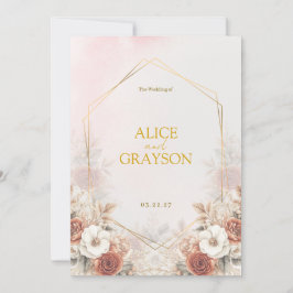Blumige Pastell Elegante Boho Aquarell Hochzeit Einladung