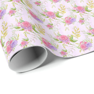 *~* Blumige romantische rosa Rosenblüten Geschenkpapier