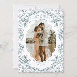 Blumige Romanze Chinoiserie Klassisch Vintage Blau Save The Date