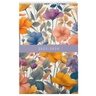 Blumige rustikale farbenfrohe bohemianische botani kalender