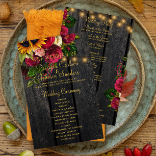 Blumige rustikale Holz goldene Lichter Hochzeitsze Flyer