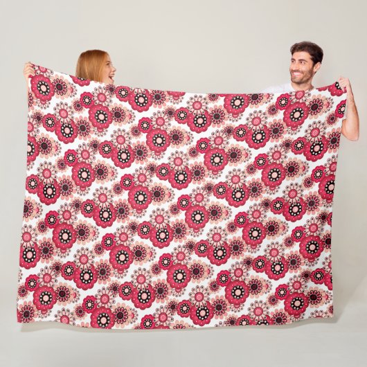 Blumige rustikale Retro Rot und Weiß Fleecedecke (Beispiel)