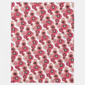 Blumige rustikale Retro Rot und Weiß Fleecedecke (Vorderseite)