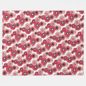 Blumige rustikale Retro Rot und Weiß Fleecedecke (Vorderseite (Horizontal))