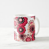 Blumige rustikale Retro Rot-Weiß Kaffeetasse (VorderseiteRechts)