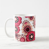 Blumige rustikale Retro Rot-Weiß Kaffeetasse (Links)