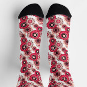 Blumige rustikale Retro Rot-Weiß Socken (Oben)