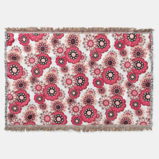 Blumige rustikale retro rote und weiße decke