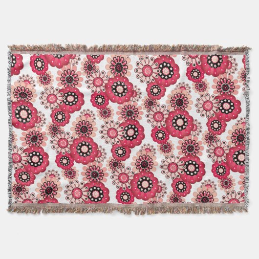 Blumige rustikale retro rote und weiße decke (Vorderseite)