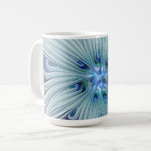 Blumige Schönheit Abstrakte moderne blaue Pastellb Kaffeetasse