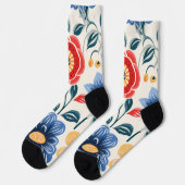 Blumige Socken mit auffälligem Rot (Linkes Detail)