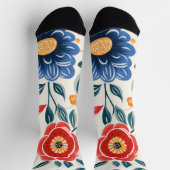 Blumige Socken mit auffälligem Rot (Oben)