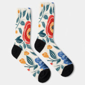 Blumige Socken mit auffälligem Rot (Rechts)