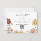 Blumige Sommer-QR-Code-Hochzeit RSVP Karte (Vorderseite)