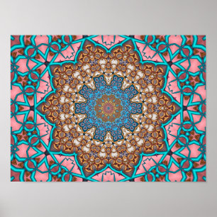 Blumige Sonnen-Mandala Poster