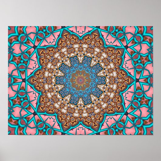 Blumige Sonnen-Mandala Poster (Vorne)