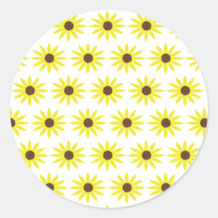 Blumige Sonnenblumenmuster goldgelbe Blumen Runder Aufkleber