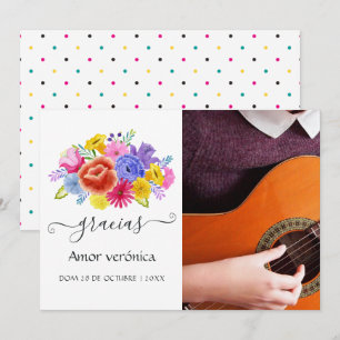 Blumige spanische Fiesta Quinceañera Foto Danke