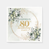 Blumige staubgrüne Blätter 80. Geburtstag Serviett Serviette (Vorderseite)