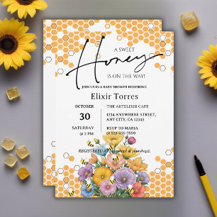 Blumige süße Honigbiene-Baby-Shower-Einladung Einladung