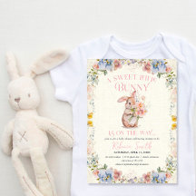 Blumige süße kleine Häschen-Baby-Shower-Einladung