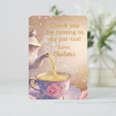 Blumige Teetasse & Teekanne - Pastell-Elegante Tee Dankeskarte (Stehend Vorderseite)