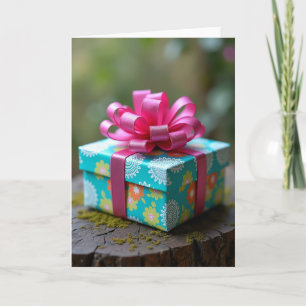 Blumige Türkis Geschenk Geburtstagskarte Karte