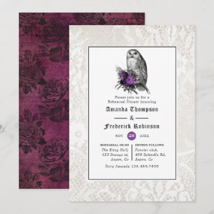 Blumige und Spitzen-Gotische Hochzeitsprobe Dinner Einladung