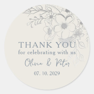 Blumige Vintage-Hochzeit Danke Runder Aufkleber