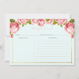 Blumige Vintage-Rosen Custom-Rezeptkarte
