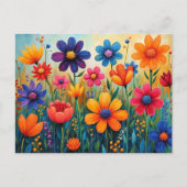 Blumige Volkskunstillustration Postkarte (Vorderseite)