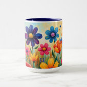 Blumige Volkskunstillustration Tasse (Zentrum)