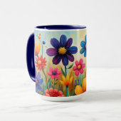 Blumige Volkskunstillustration Tasse (Vorderseite Links)