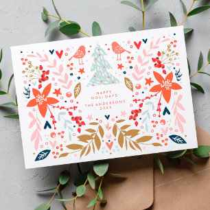 Blumige Weihnachtskarte zum schönen Feiertag Feiertagskarte