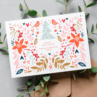 Blumige Weihnachtskarte zum schönen Feiertag Feiertagskarte