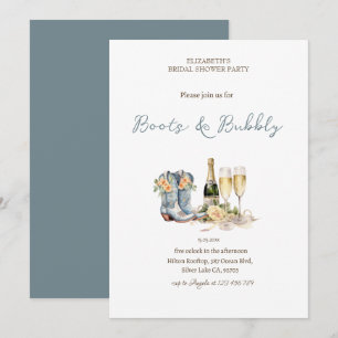 Blumige Wein-Stiefel und prickelnde Brautparty Einladung