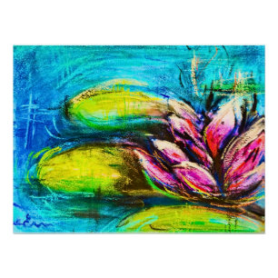 Blumige Wellen der Ruhe Abstrakte Zen-Blumenkuns Poster