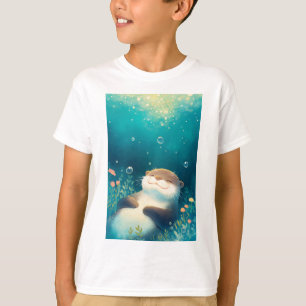 Blumige Wellen Otter Träumerischer Escape T-Shirt