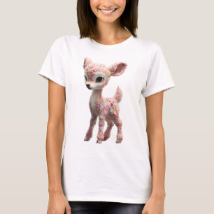 Blumige Whimsical Pastell Reh Dame Kreatur Frauen T-Shirt