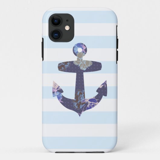 Blumiger blauer Anker iphone 5 Nautischkasten Case-Mate iPhone Hülle (Rückseite)