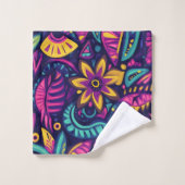 Blumiger Boho-Abstrakt bunter 17 Badhandtuch Set (Waschlappen)