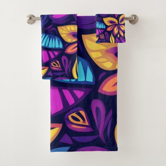 Blumiger Boho-Abstrakt farbenfroh 2 Badhandtuch Set (Insitu)