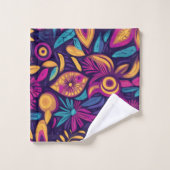Blumiger Boho-Abstrakt farbenfroh 3 Badhandtuch Set (Waschlappen)