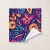 Blumiger Boho-Abstrakt farbenfroh 4 Badhandtuch Set (Waschlappen)