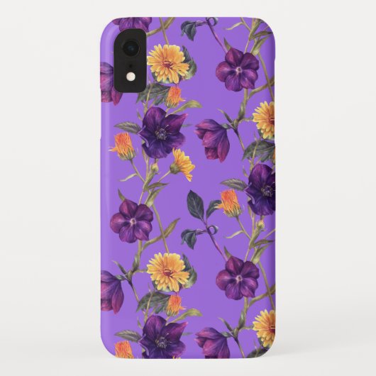 Blumiger Boho Chic Lila Case-Mate iPhone Hülle (Rückseite)