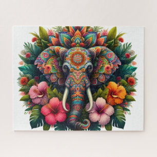 Blumiger Boho-Elefant Puzzle
