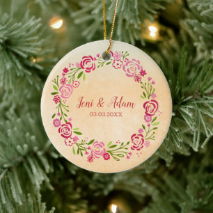 Blumiger bunter Kranz Keramik Ornament
