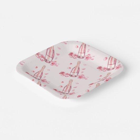 Blumiger Champagner | Braut-Shower-Brunch Pappteller (Gewinkelt)